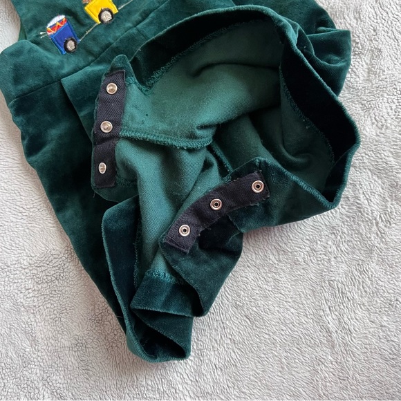 Florence Eiseman Baby Velvet Embroidered Holiday Overalls Shortall Toy Train 18M - Picture 10 of 13